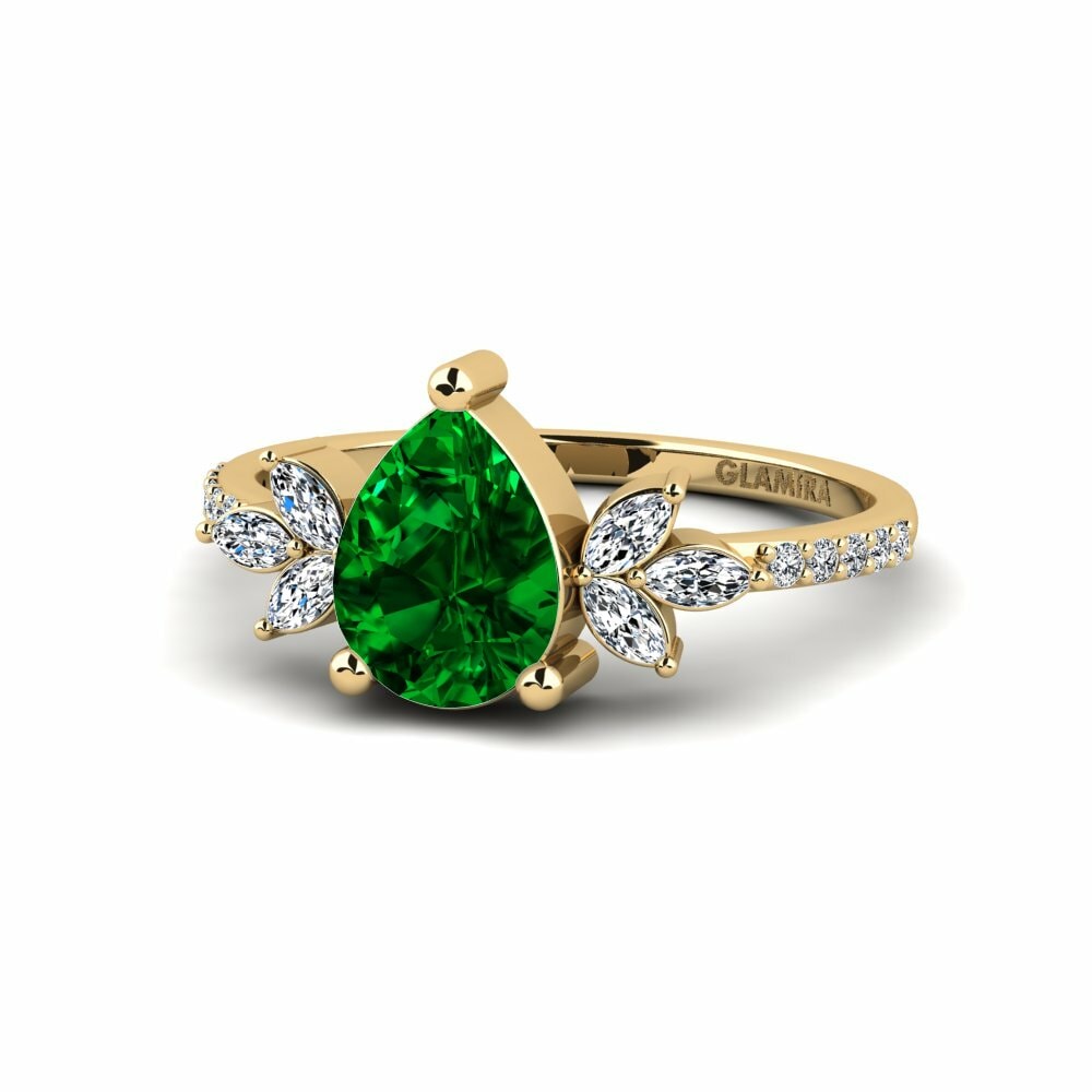 Green Zirconia Engagement Ring Irice - Pear