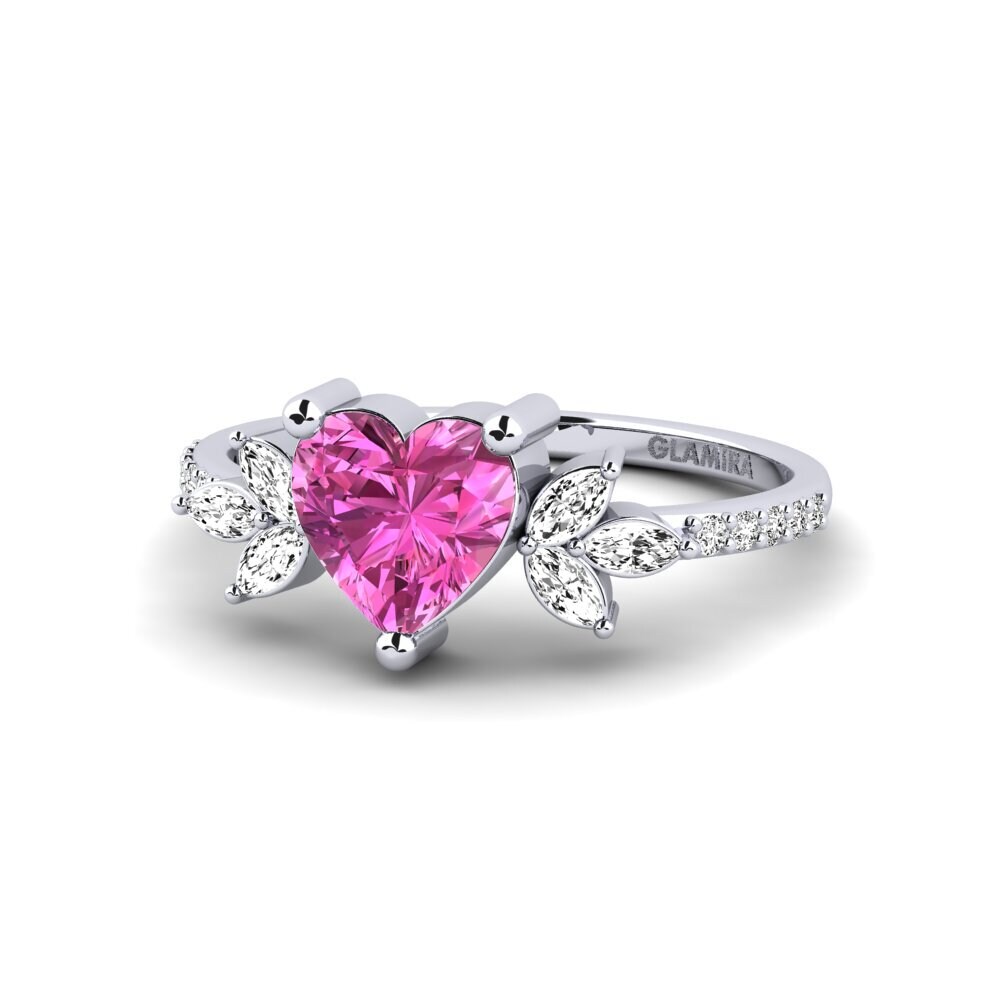9ct White Gold Pink Topaz Engagement Ring Irice - Heart