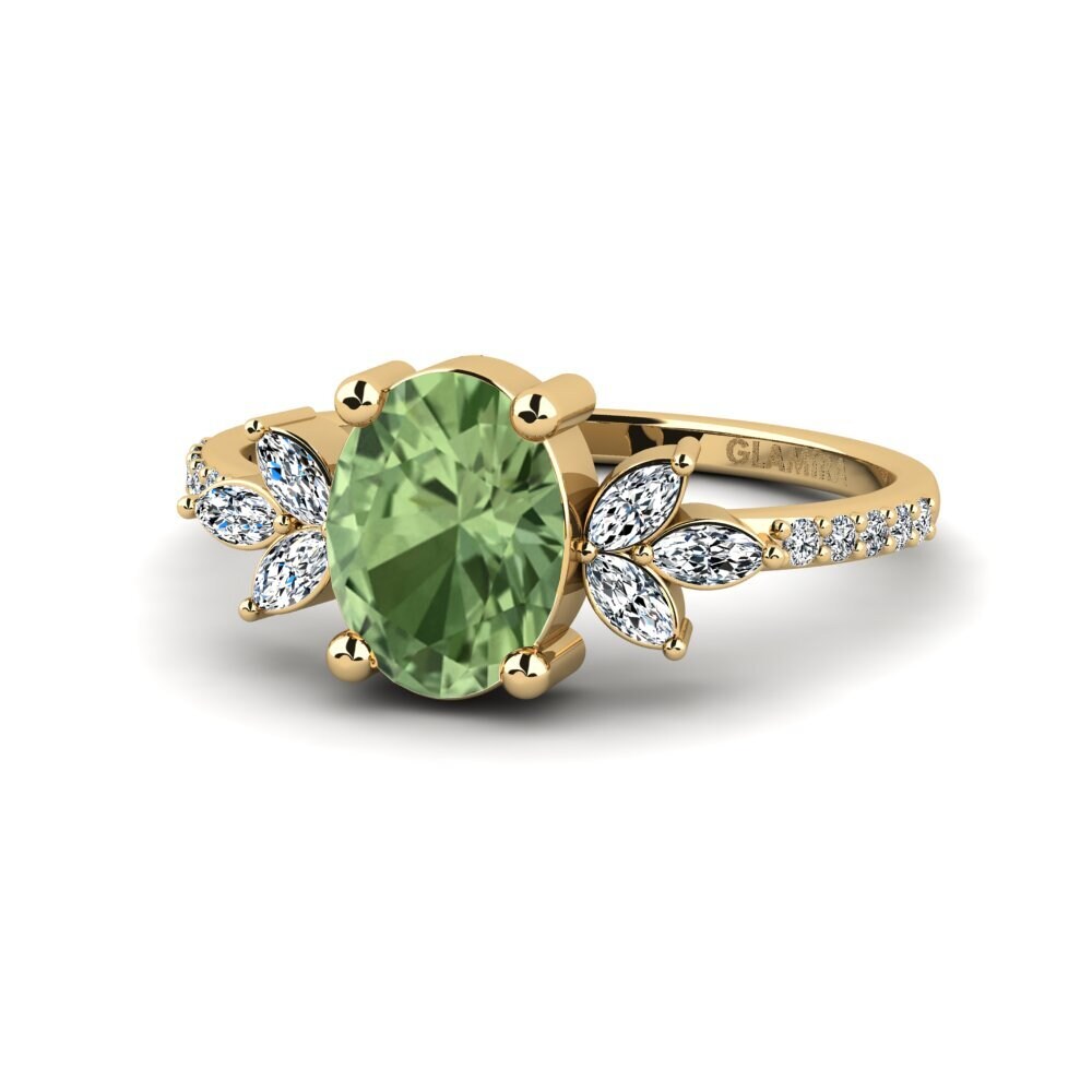 Zafiro Verde Anillo de compromiso Irice - Oval