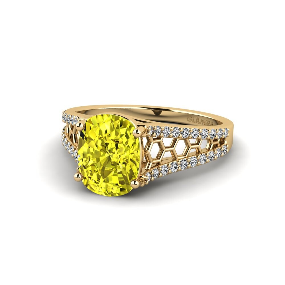 Diamante Amarillo Anillo de compromiso Jubda - Cushion