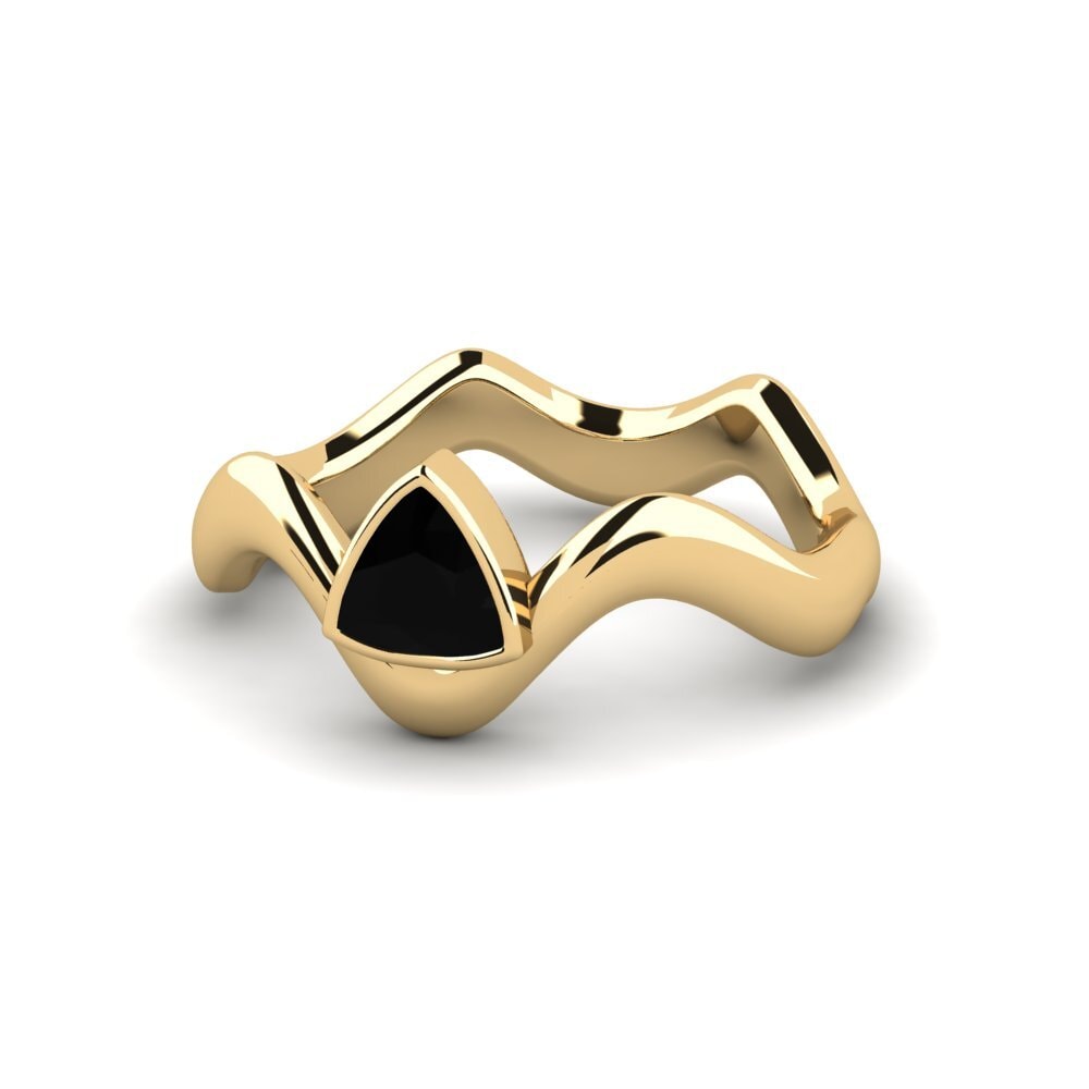 Trillion Black Sapphire Engagement Ring Junpo - Trillion