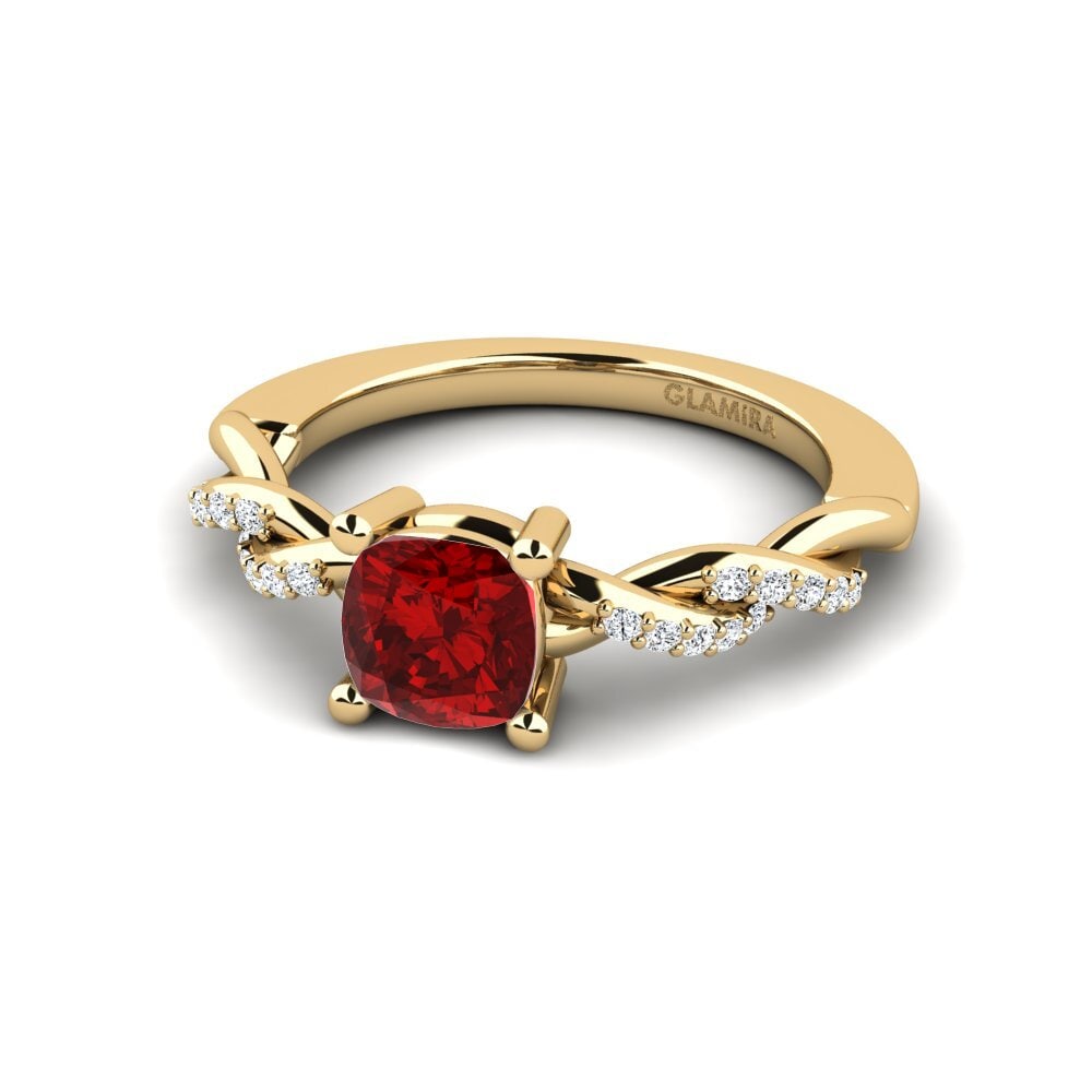 Ruby (Lab Created) Engagement Ring Wicat - Cushion