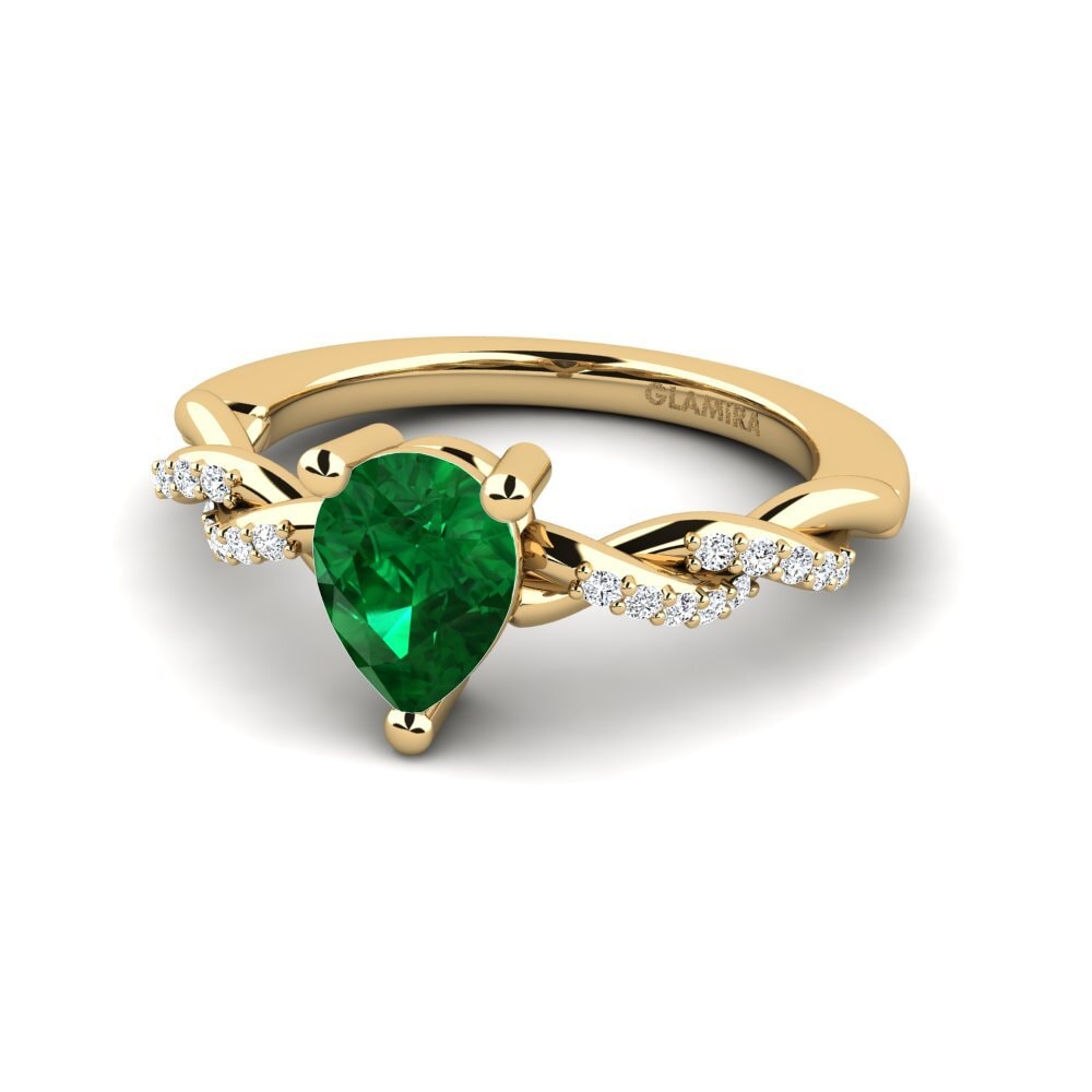 Emerald (Lab Created) Engagement Ring Wicat - Pear