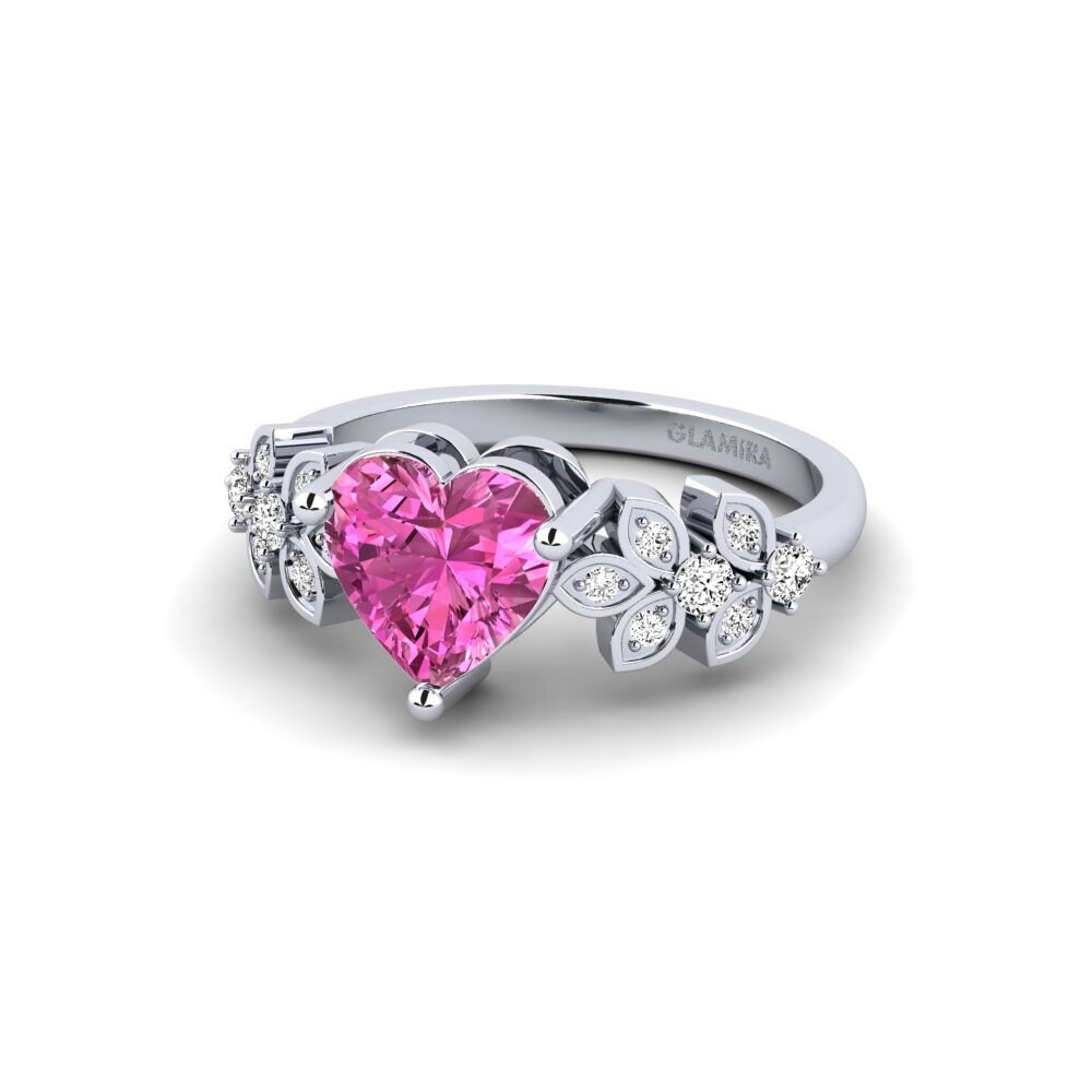 9ct White Gold Pink Topaz Engagement Ring Yatopi - Heart