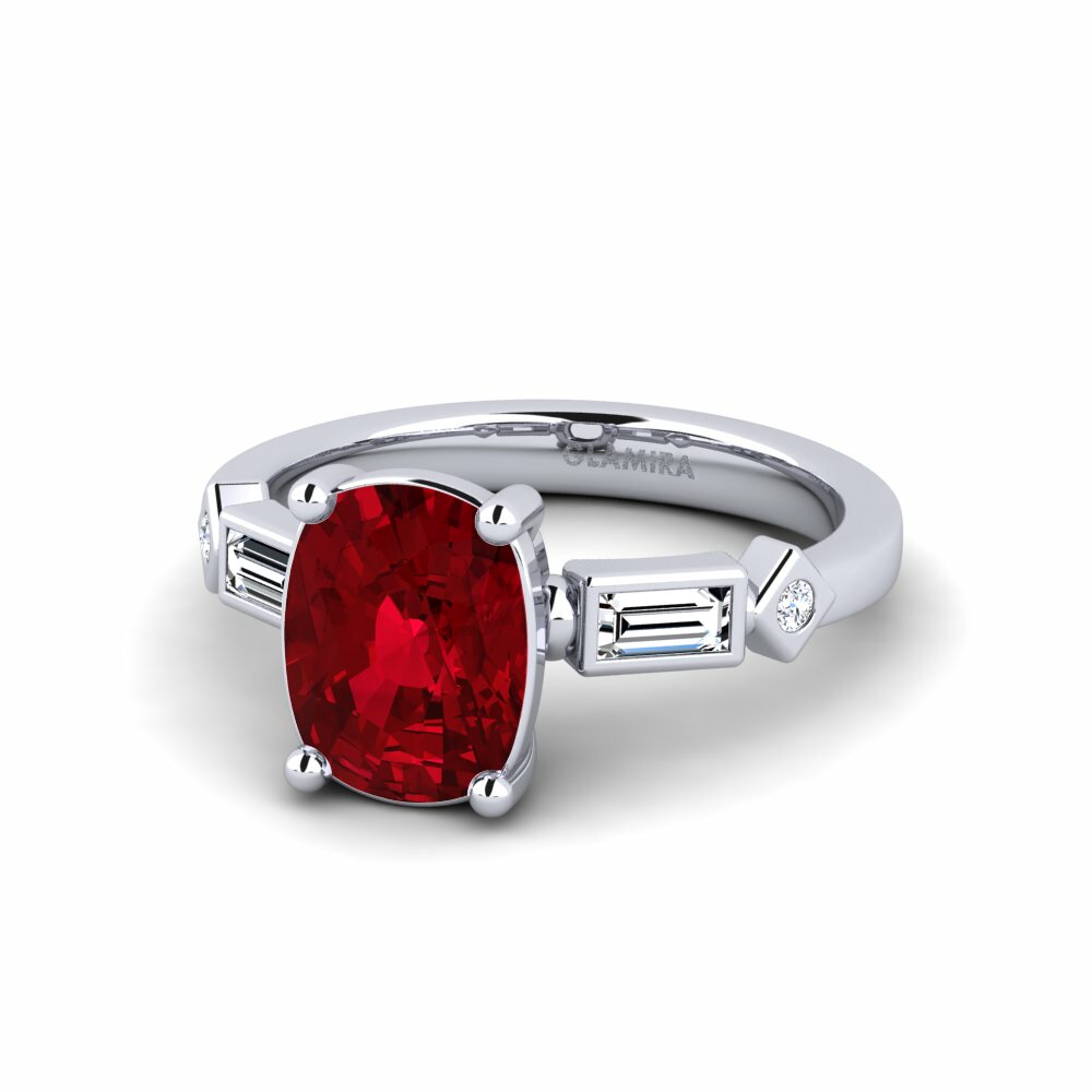 Zircone Rouge Bague de fiançailles Conga - Cushion