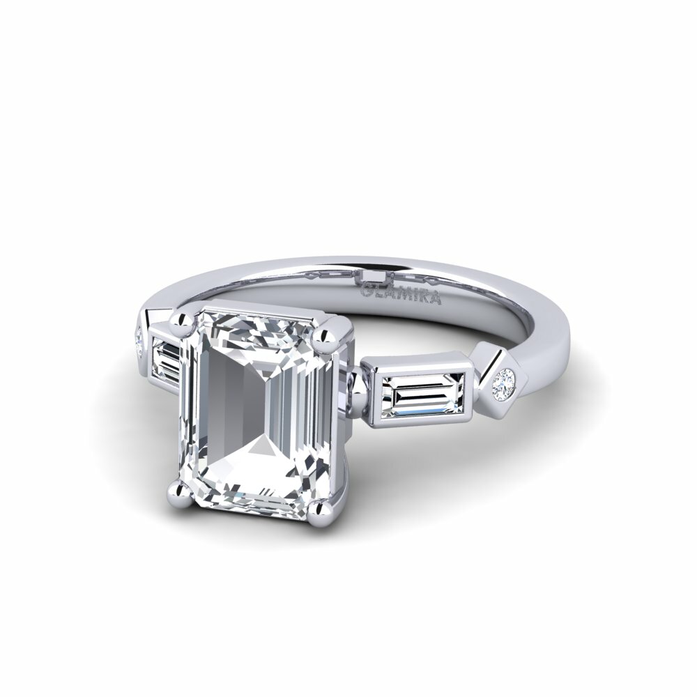 Circón Blanco Anillo de compromiso Conga - Emerald