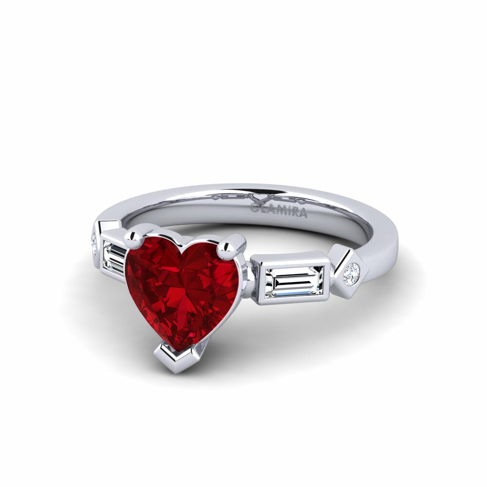 Zircone Rouge Bague de fiançailles Conga - Heart