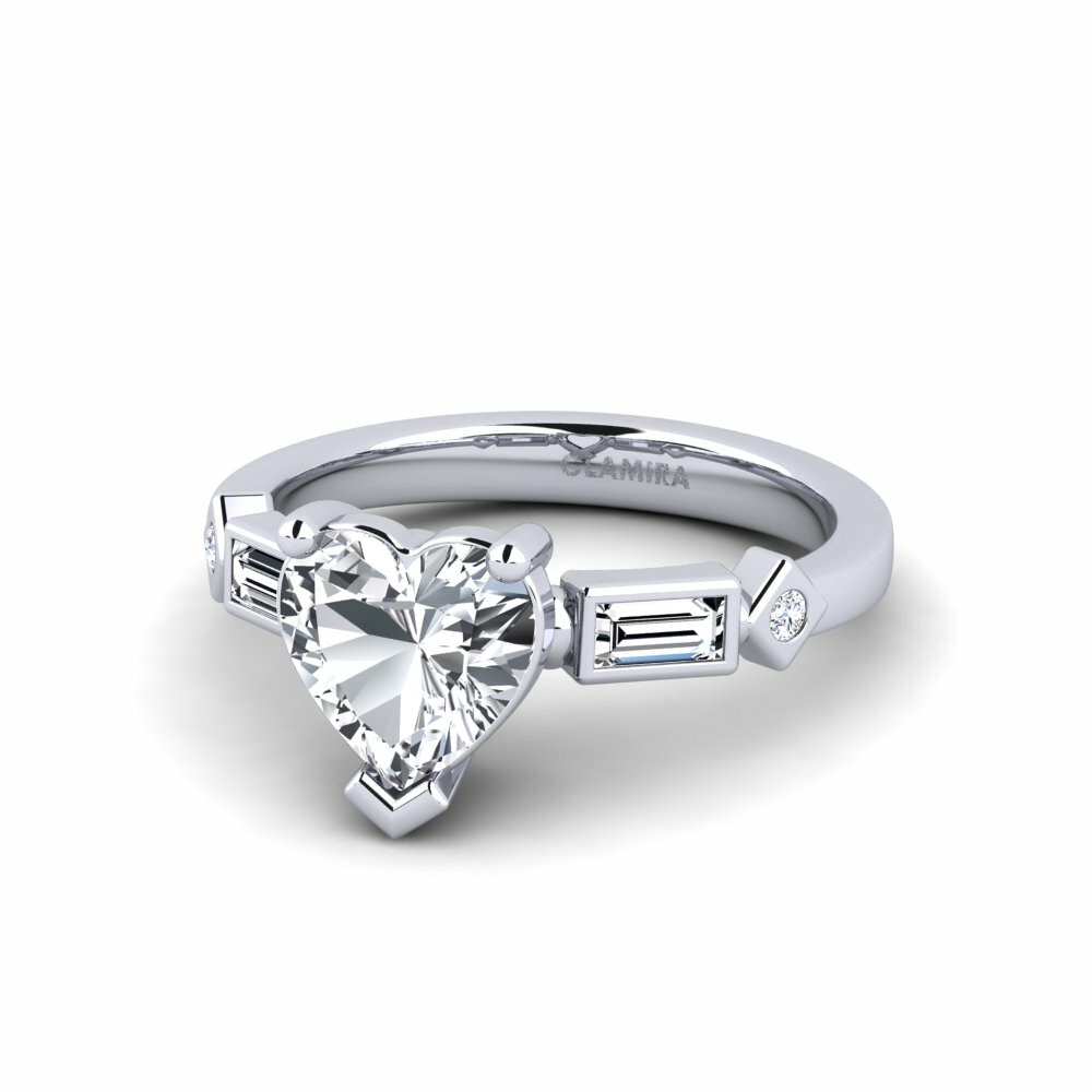 Circón Blanco Anillo de compromiso Conga - Heart