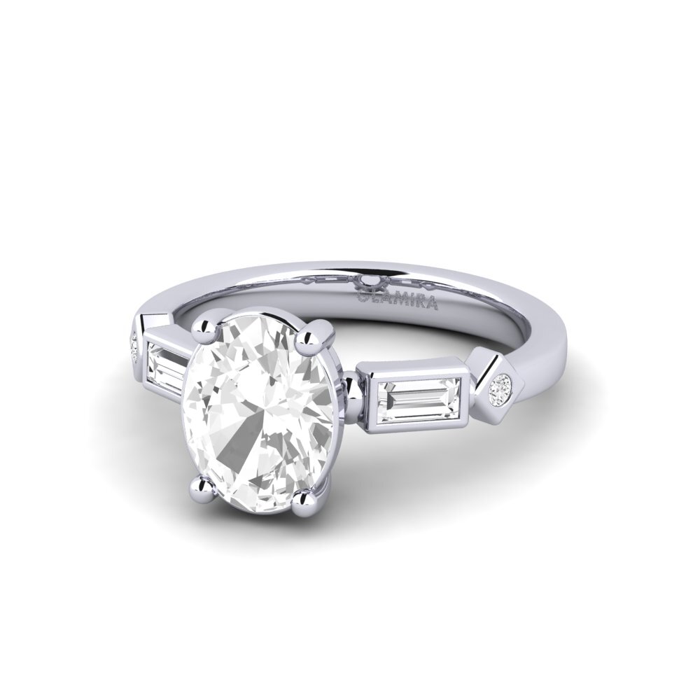 Zafiro blanco Anillo de compromiso Conga - Oval
