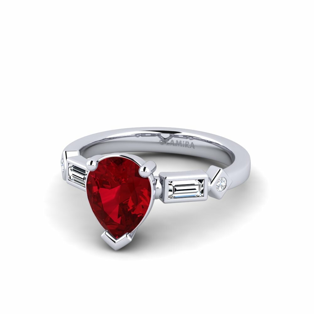 Zircone Rouge Bague de fiançailles Conga - Pear