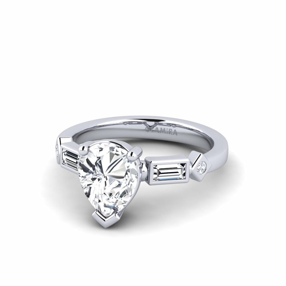 Circón Blanco Anillo de compromiso Conga - Pear