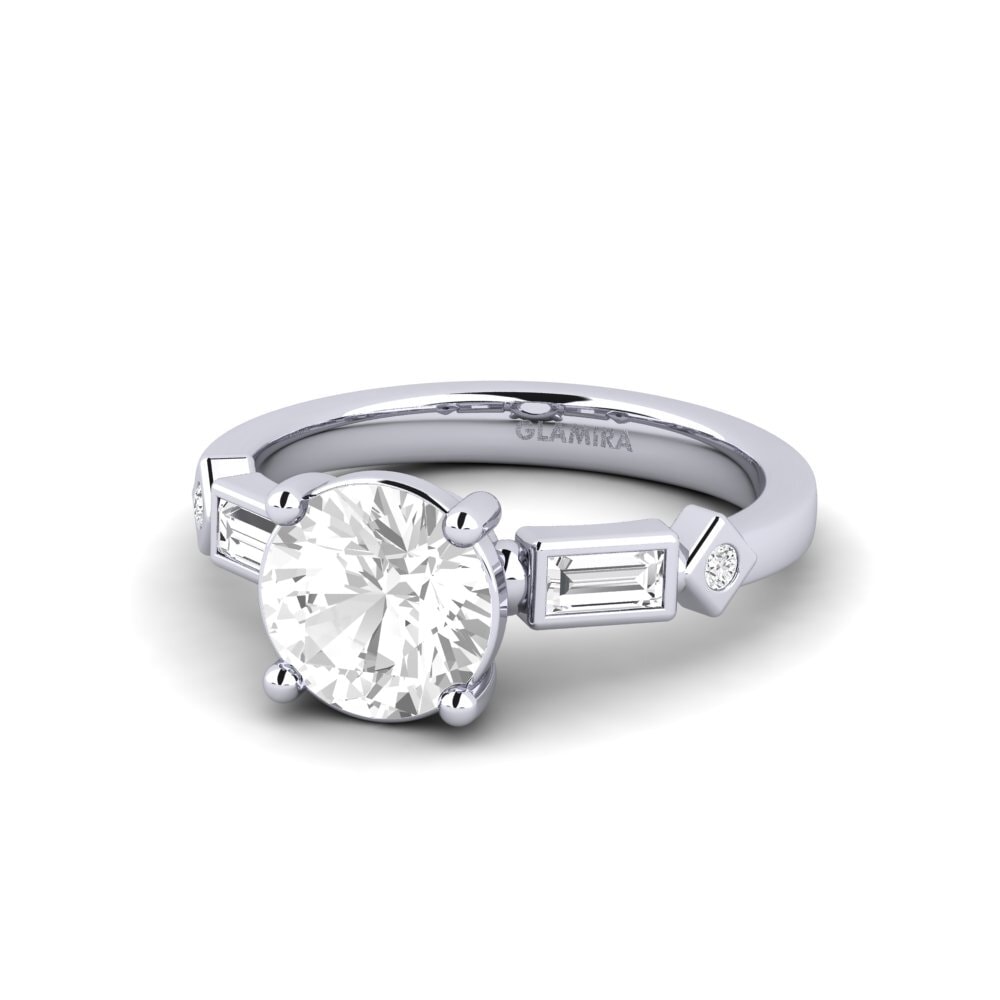 Zafiro blanco Anillo de compromiso Conga - Round