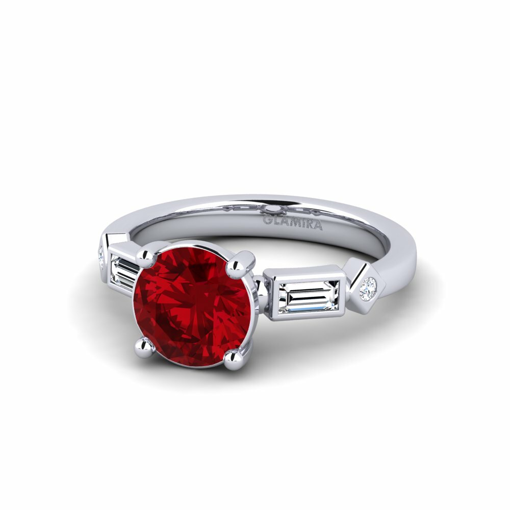 Zircone Rouge Bague de fiançailles Conga - Round