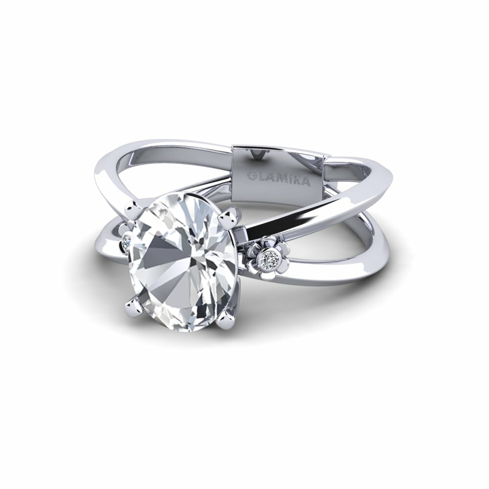 Circón Blanco Anillo de compromiso Dallso - Oval