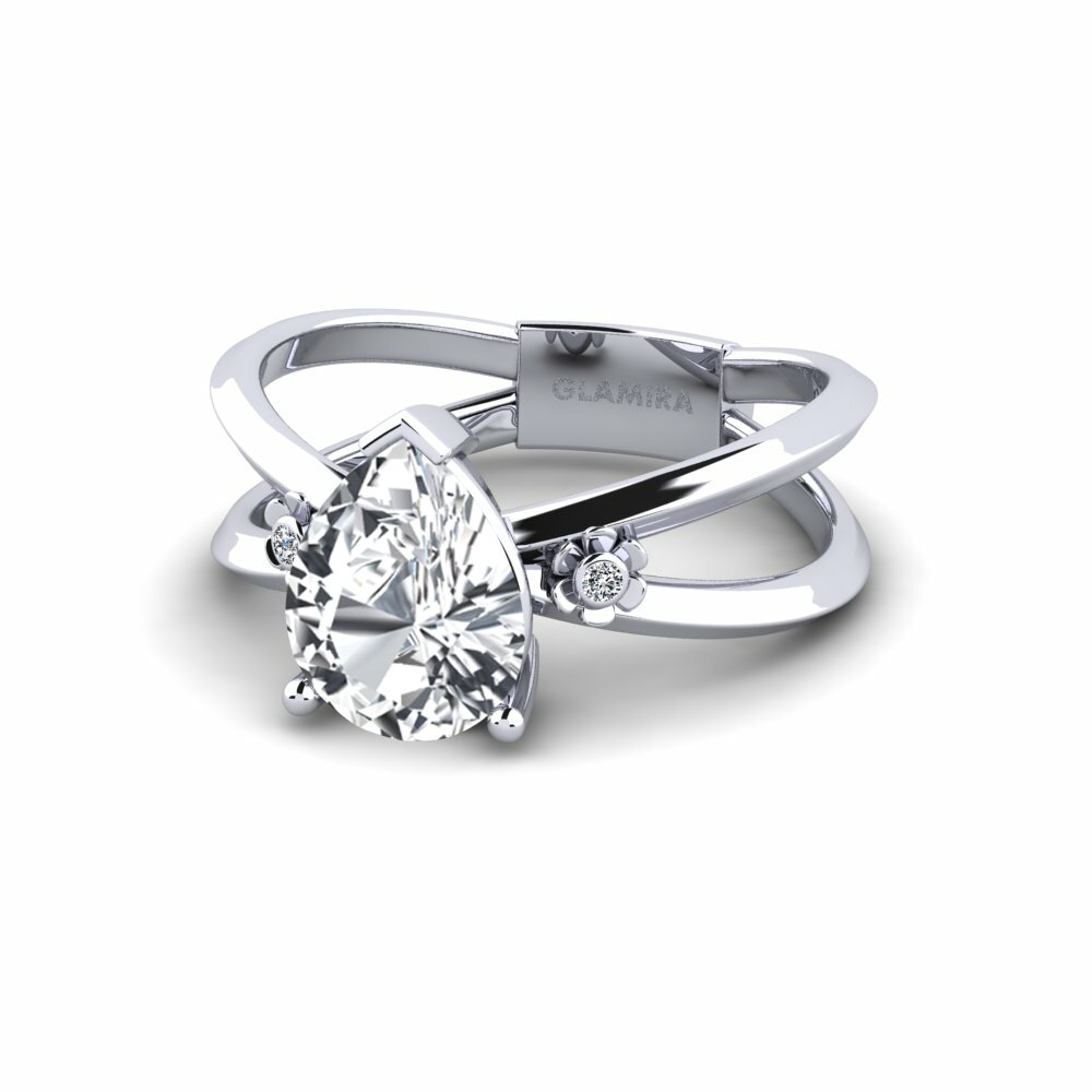Circón Blanco Anillo de compromiso Dallso - Pear