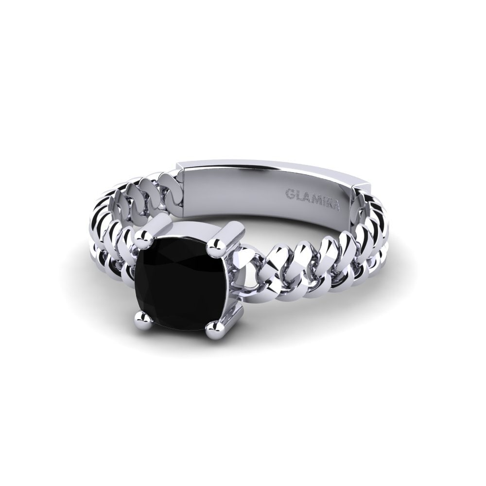 Ônix Negro Anel de Noivado Ducta - Cushion