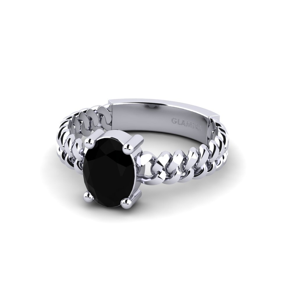 Ônix Negro Anel de Noivado Ducta - Oval