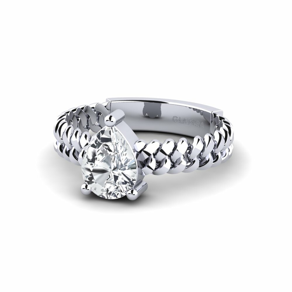 Circón Blanco Anillo de compromiso Ducta - Pear