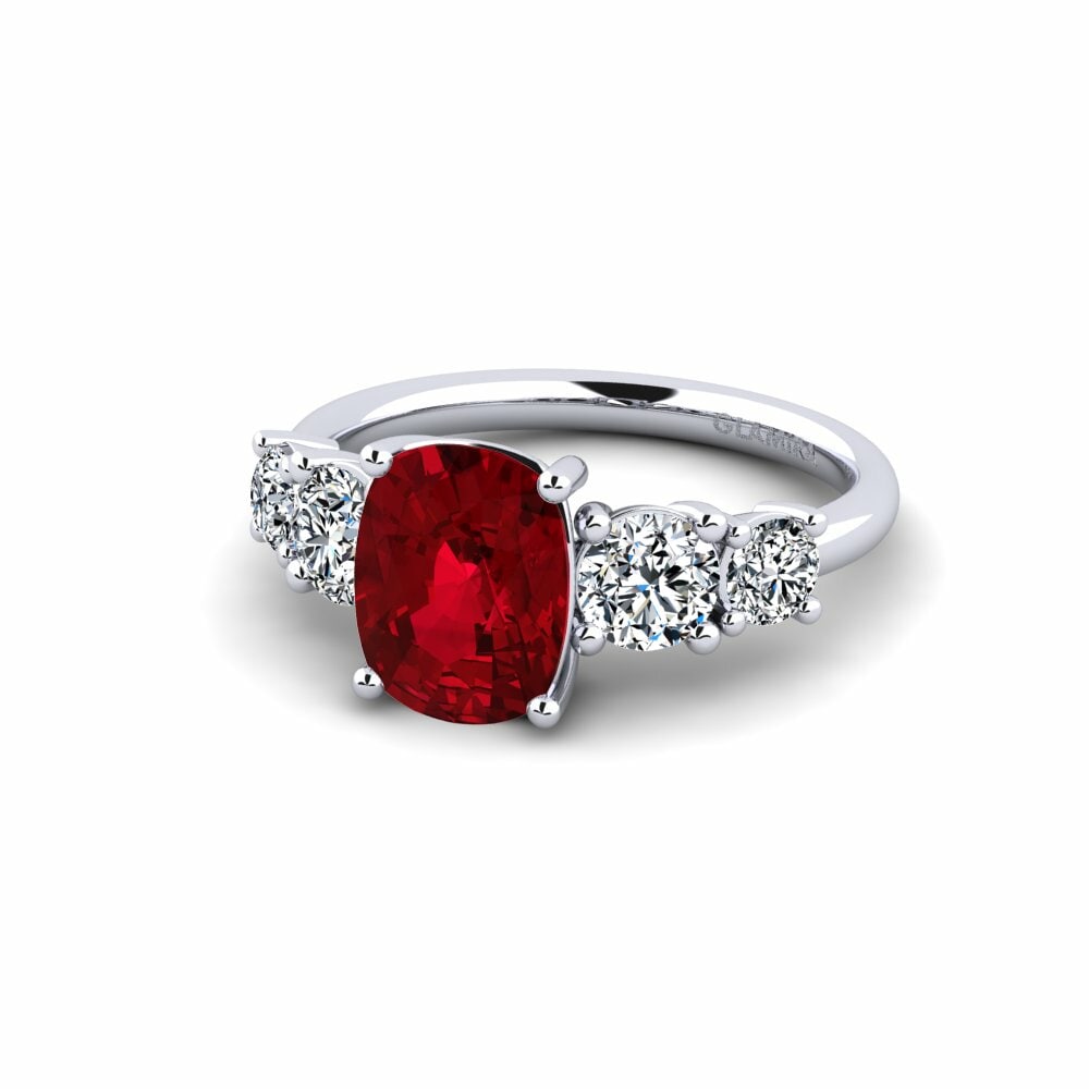Zircone Rouge Bague de fiançailles Ebulga - Cushion