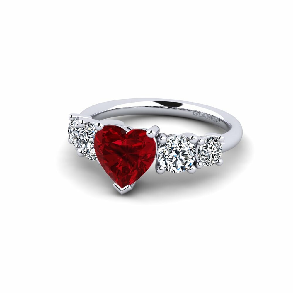 Zircone Rouge Bague de fiançailles Ebulga - Heart