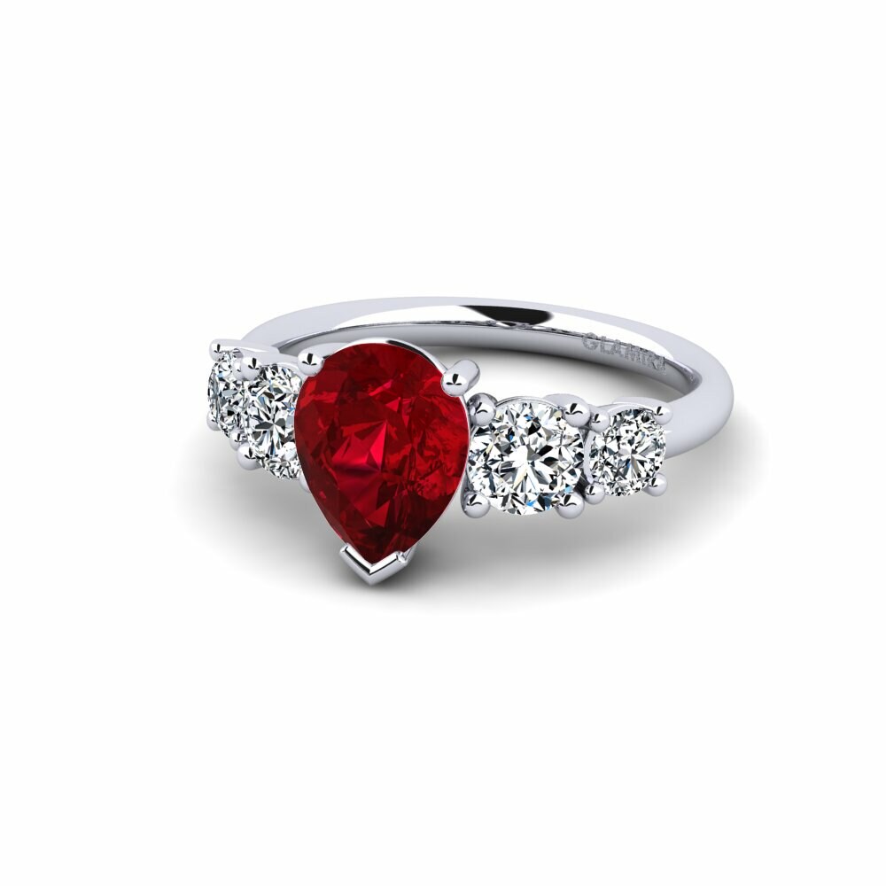 Zircone Rouge Bague de fiançailles Ebulga - Pear