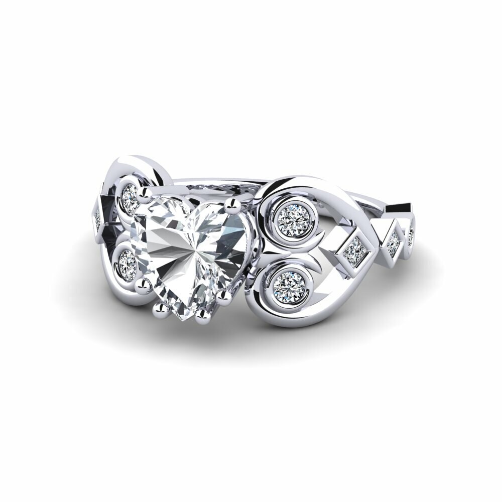 Circón Blanco Anillo de compromiso Enplis - Heart