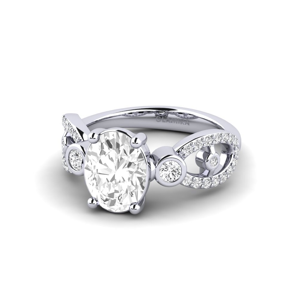Zafiro blanco Anillo de compromiso Fakisha - Oval