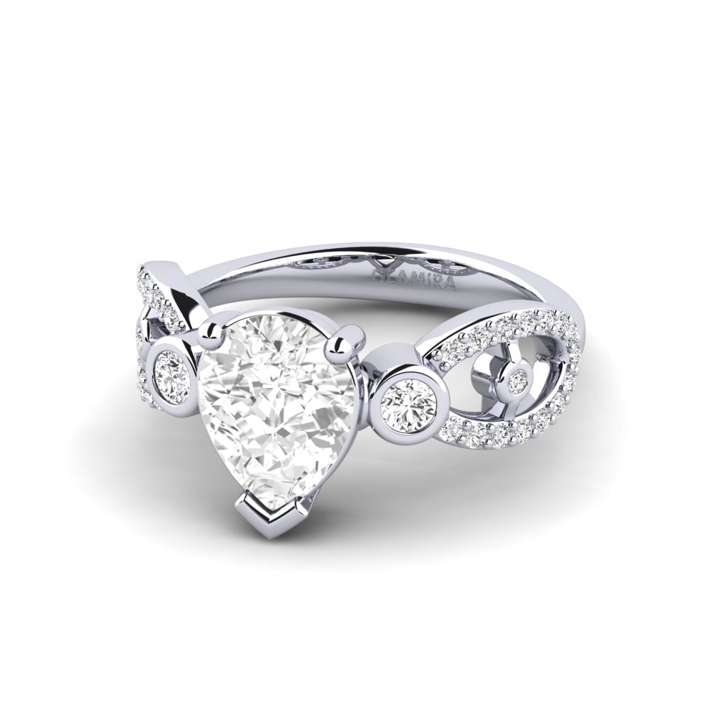 Zafiro blanco Anillo de compromiso Fakisha - Pear