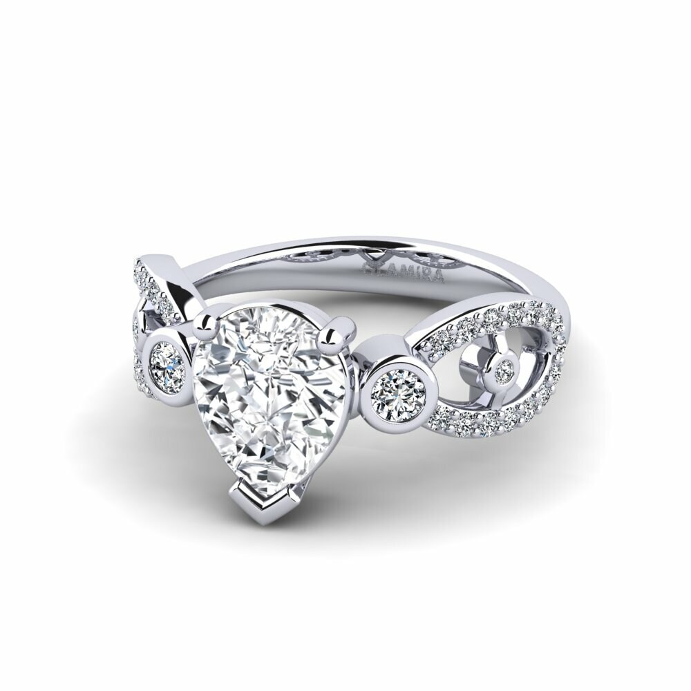 Circón Blanco Anillo de compromiso Fakisha - Pear