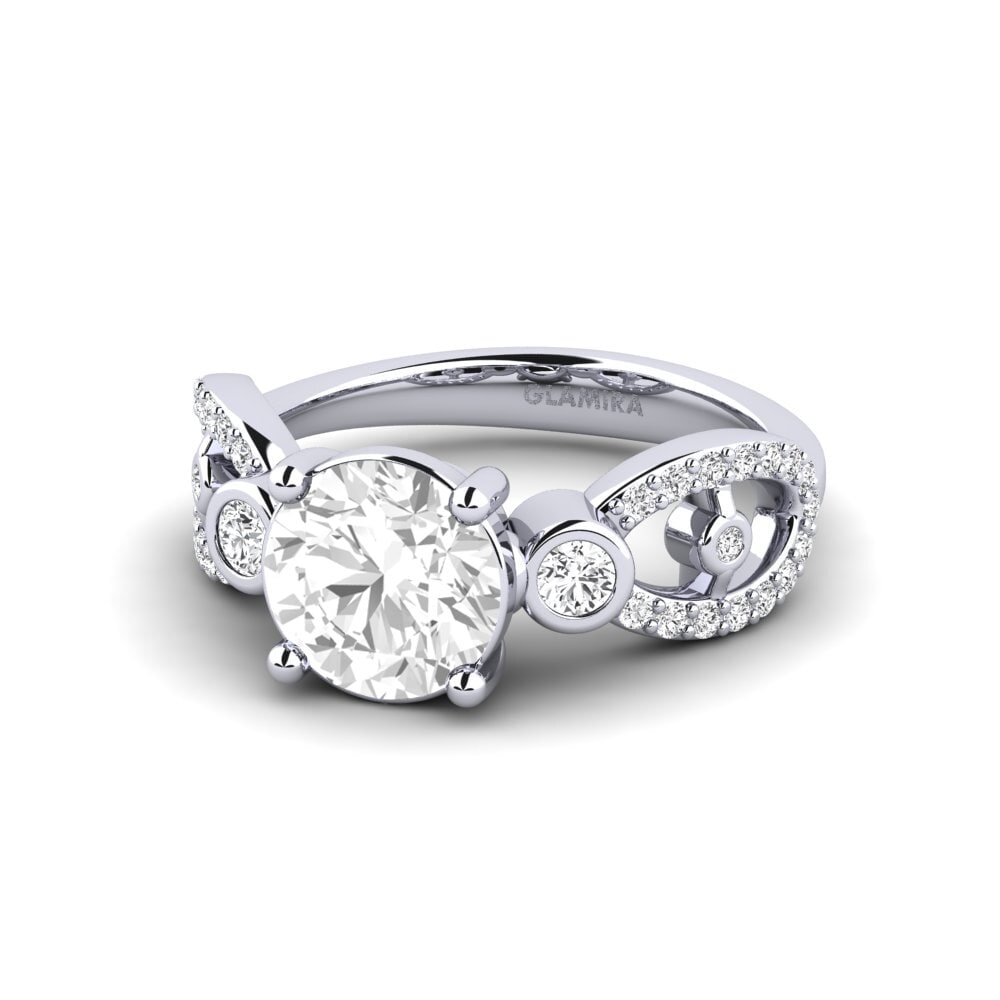 Zafiro blanco Anillo de compromiso Fakisha - Round