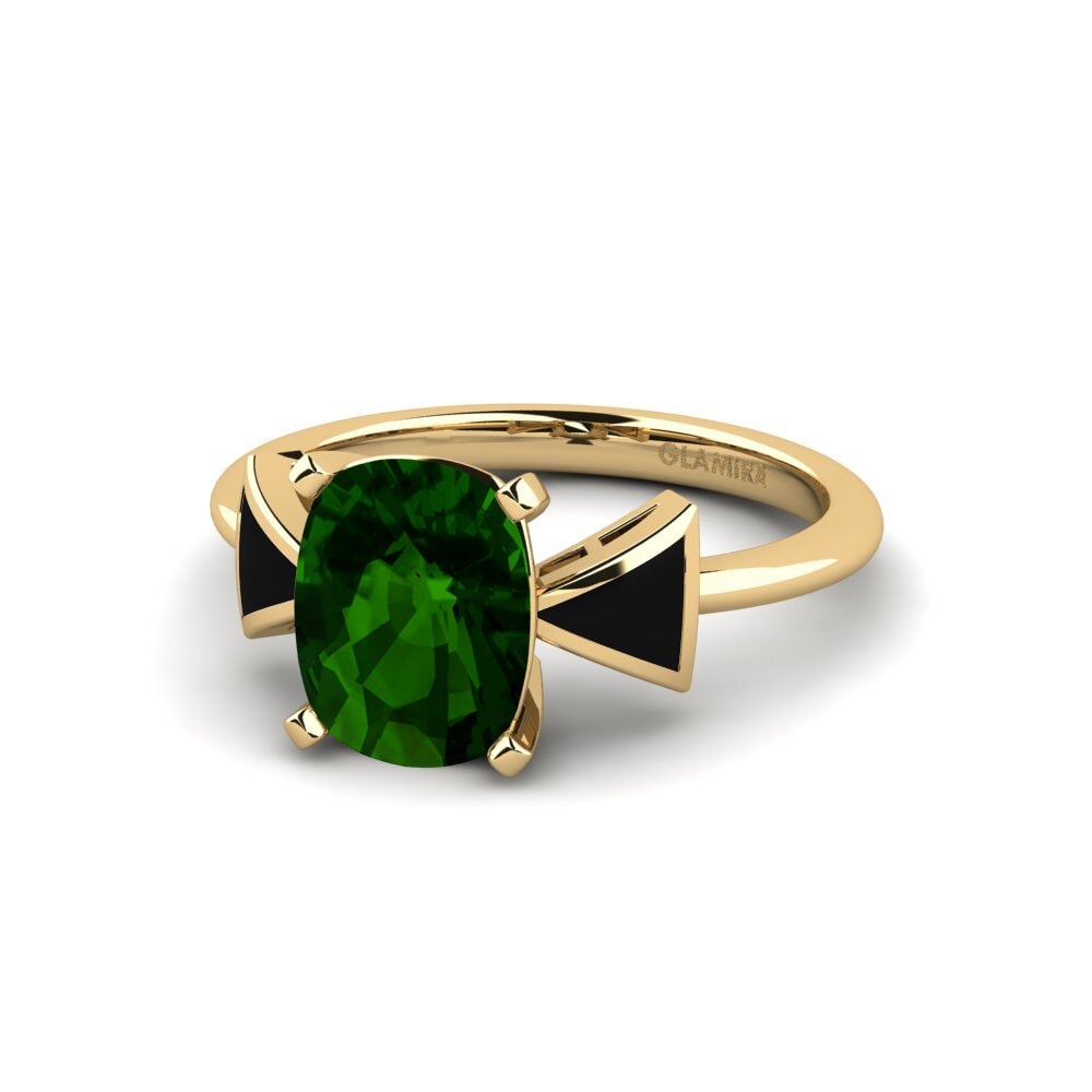 Bagues Or Jaune 14k Tourmaline Verte Solitaires Classiques