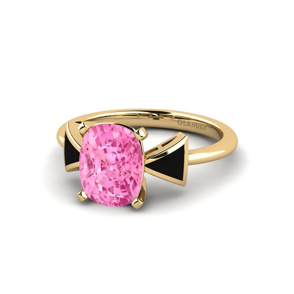 Bagues Or Jaune 14k Saphir Rose Solitaires Classiques