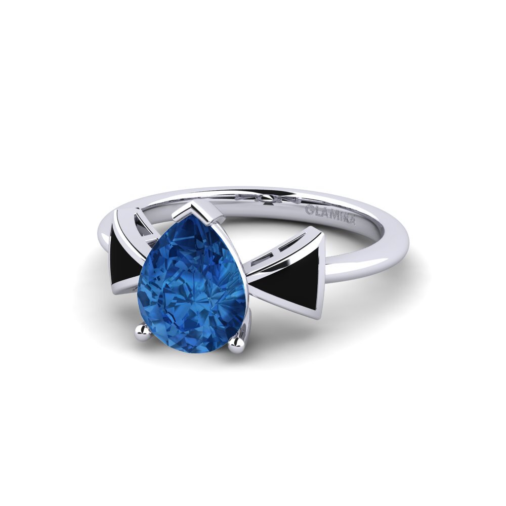 Circonita Azul Oscuro Anillo de compromiso Fratina - Pear