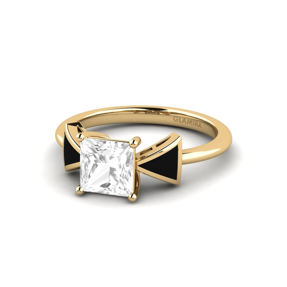 14k Oro Amarillo Topacio blanco Anillo de compromiso Fratina - Princess