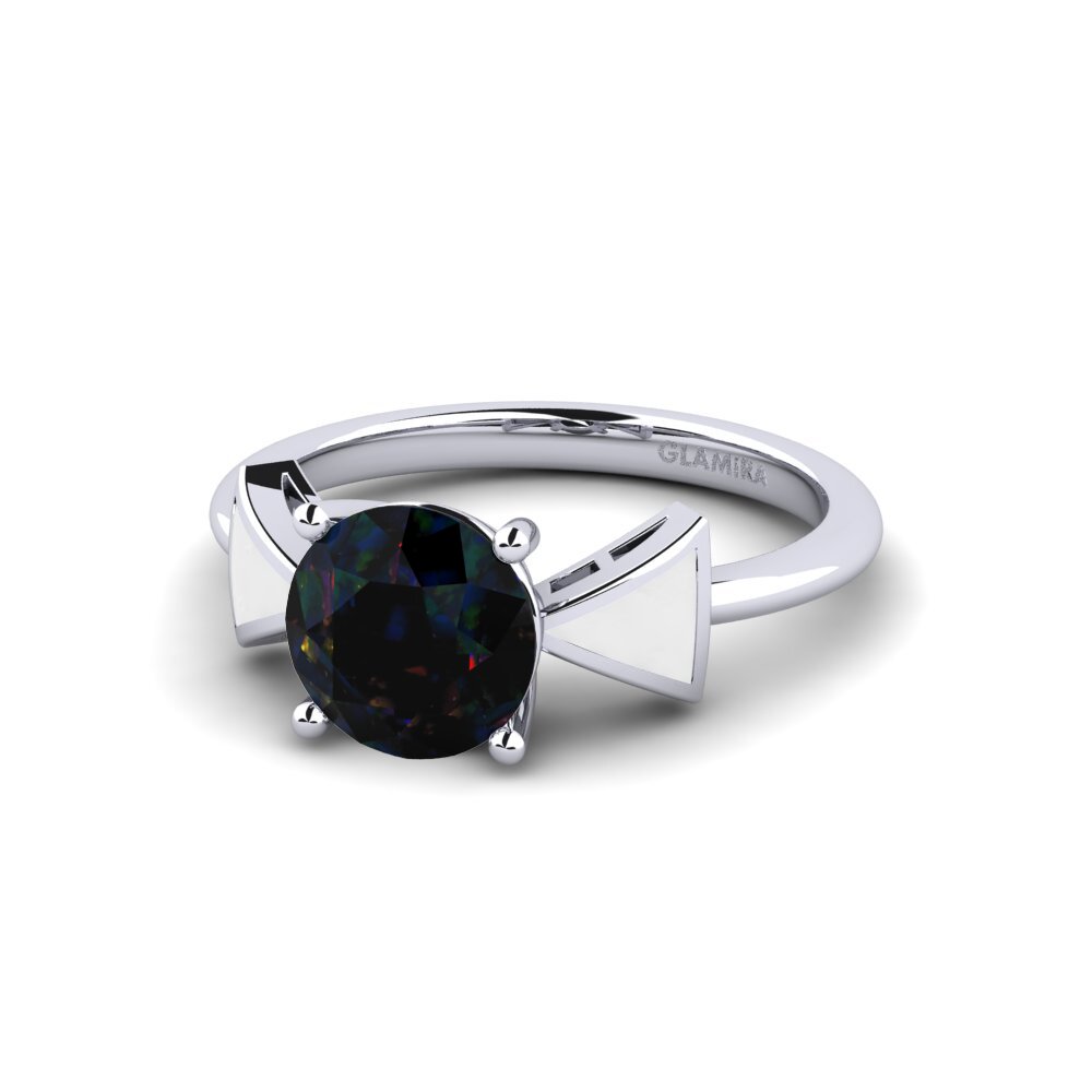 Schwarzer Opal Verlobungsring Fratina - Round