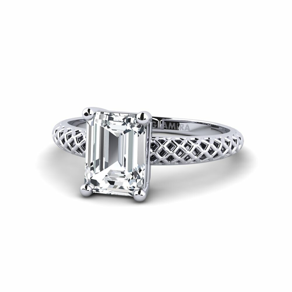 Circón Blanco Anillo de compromiso Weliach Emerald