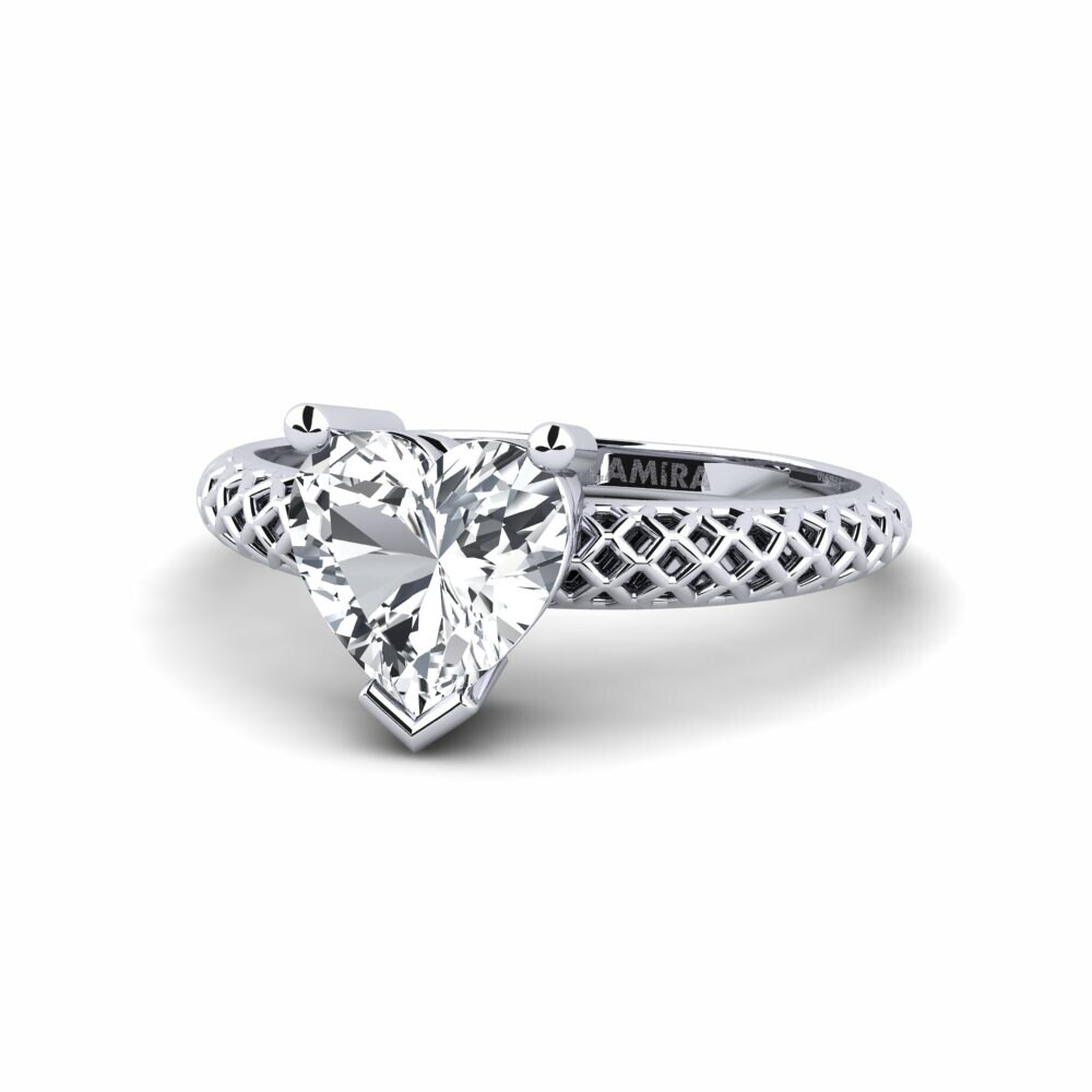 Circón Blanco Anillo de compromiso Weliach Heart