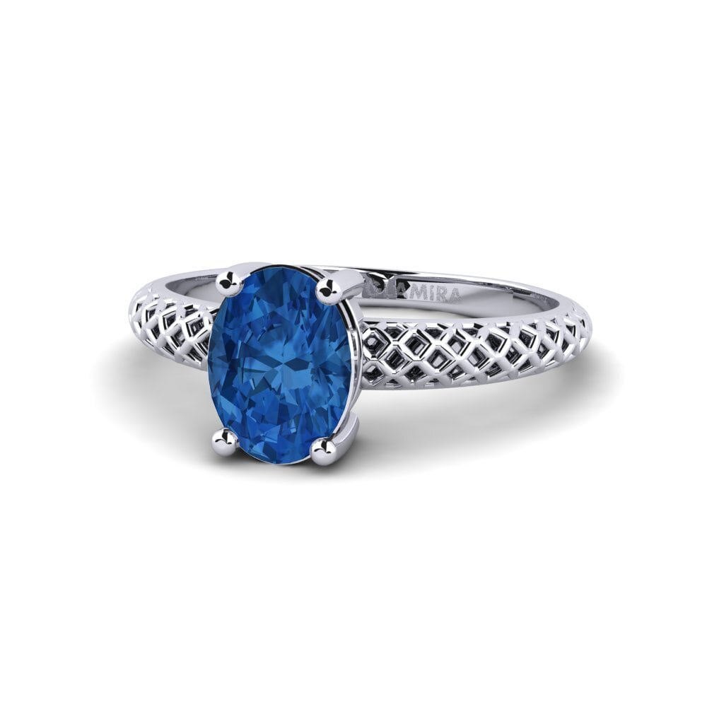Circonita Azul Oscuro Anillo de compromiso Weliach Oval