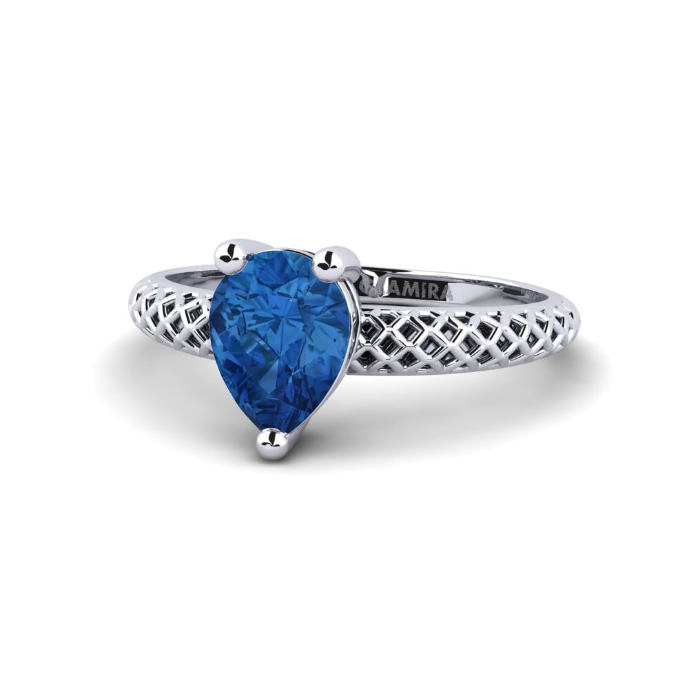Circonita Azul Oscuro Anillo de compromiso Weliach Pear