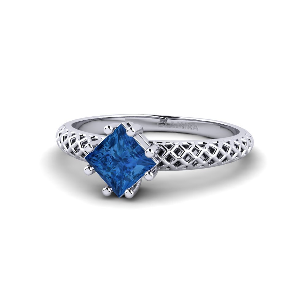 Circonita Azul Oscuro Anillo de compromiso Weliach Princess