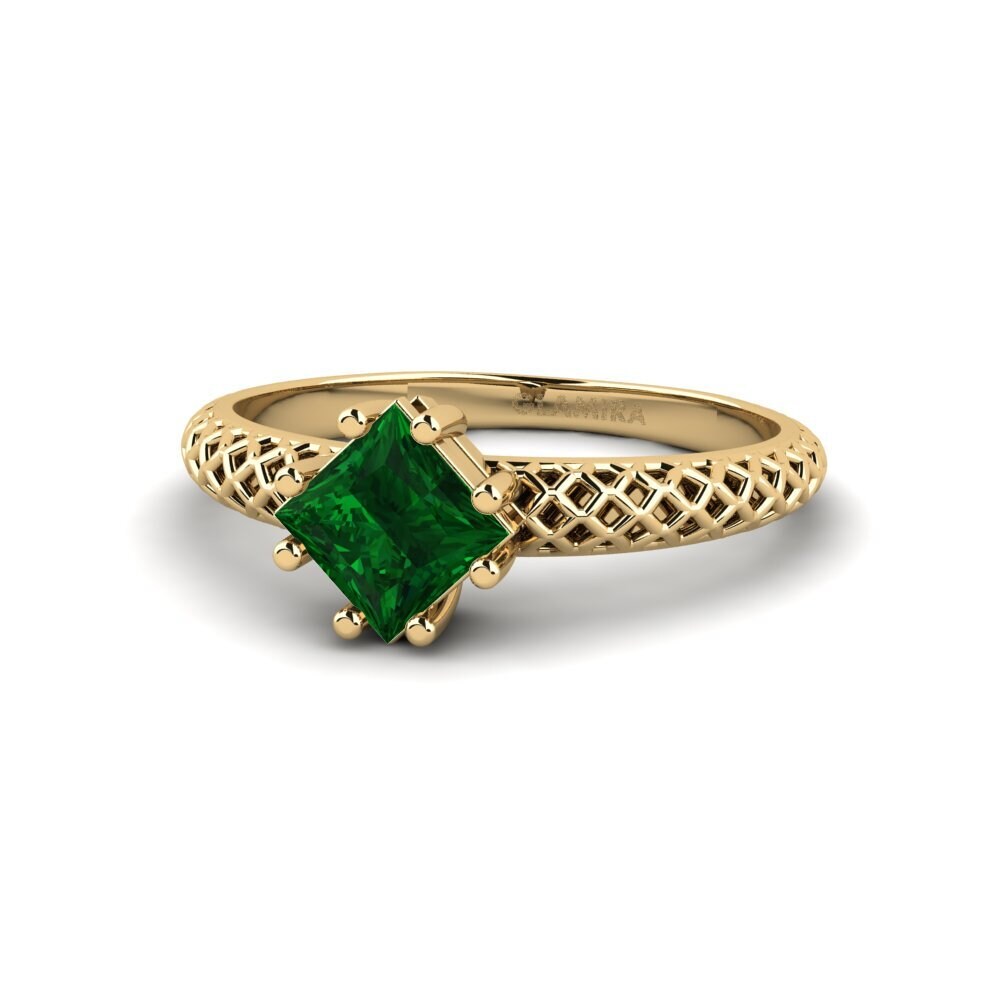 14k Oro Amarillo Tsavorita Anillo de compromiso Weliach Princess