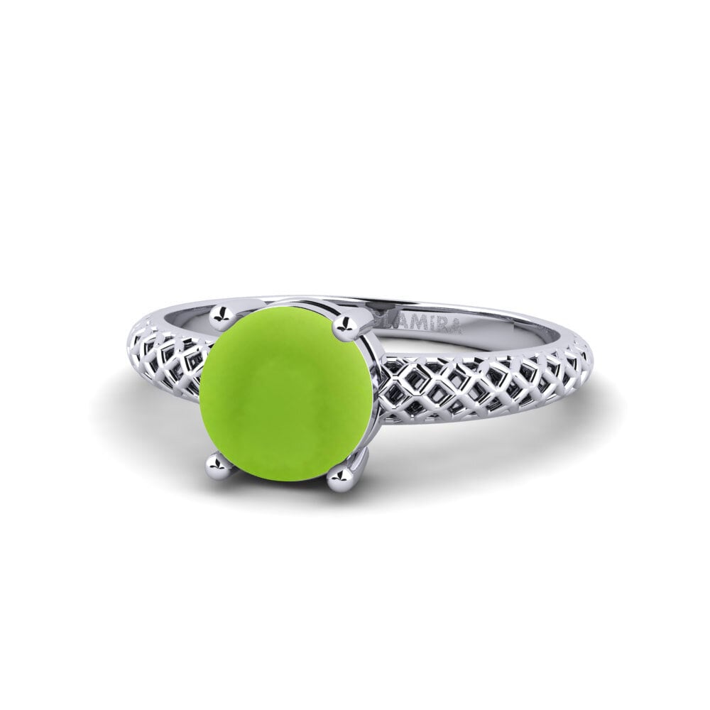 Peridot Engagement Ring Weliach - Cabochon Round