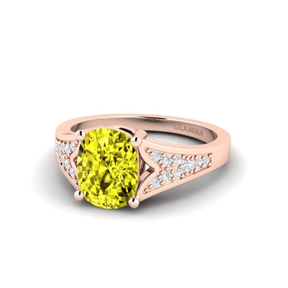 Diamante Amarillo Anillo de compromiso Larboad - Cushion
