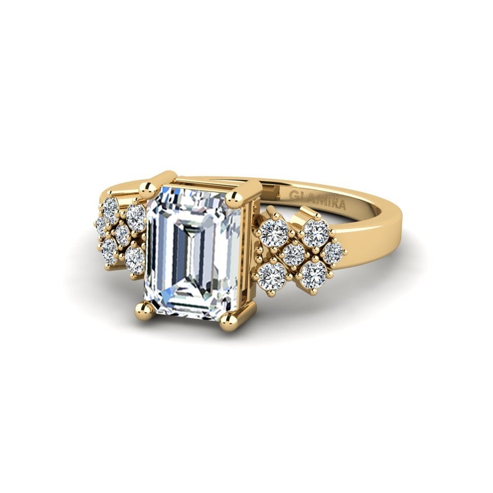 9k Oro Amarillo Anillo de compromiso List - Emerald