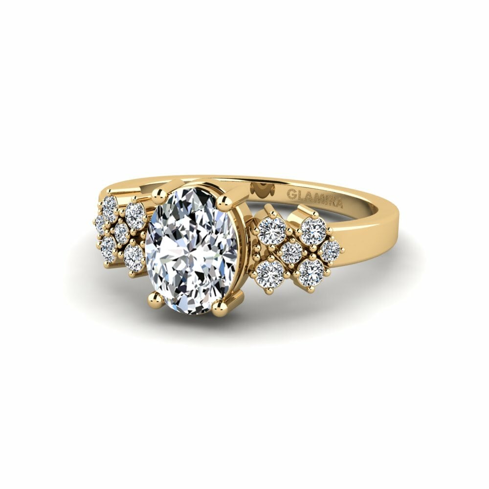 9k Oro Amarillo Anillo de compromiso List - Oval