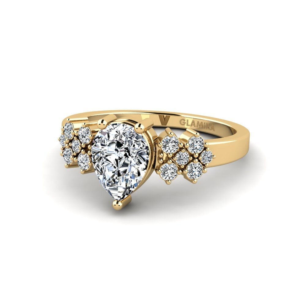 9k Oro Amarillo Anillo de compromiso List - Pear