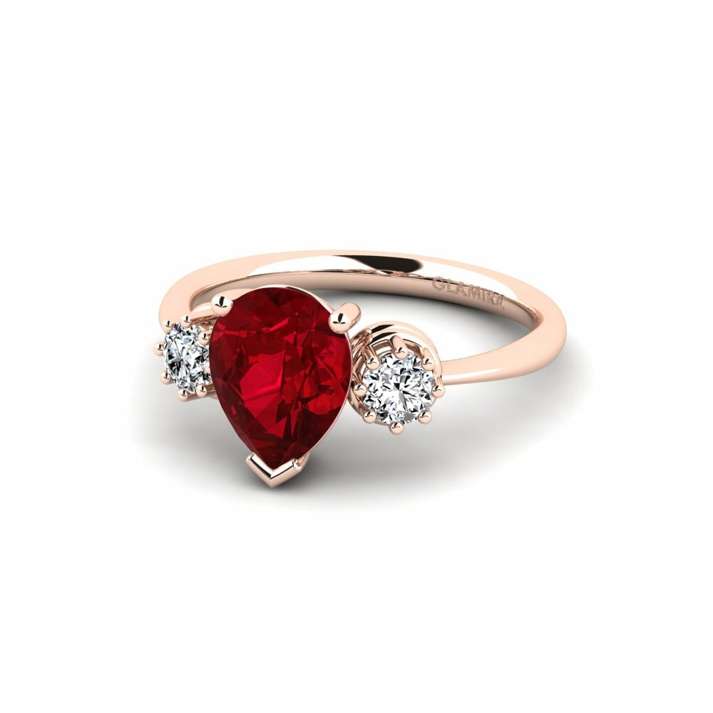 Zircone Rouge Bague de fiançailles Nystat - Pear