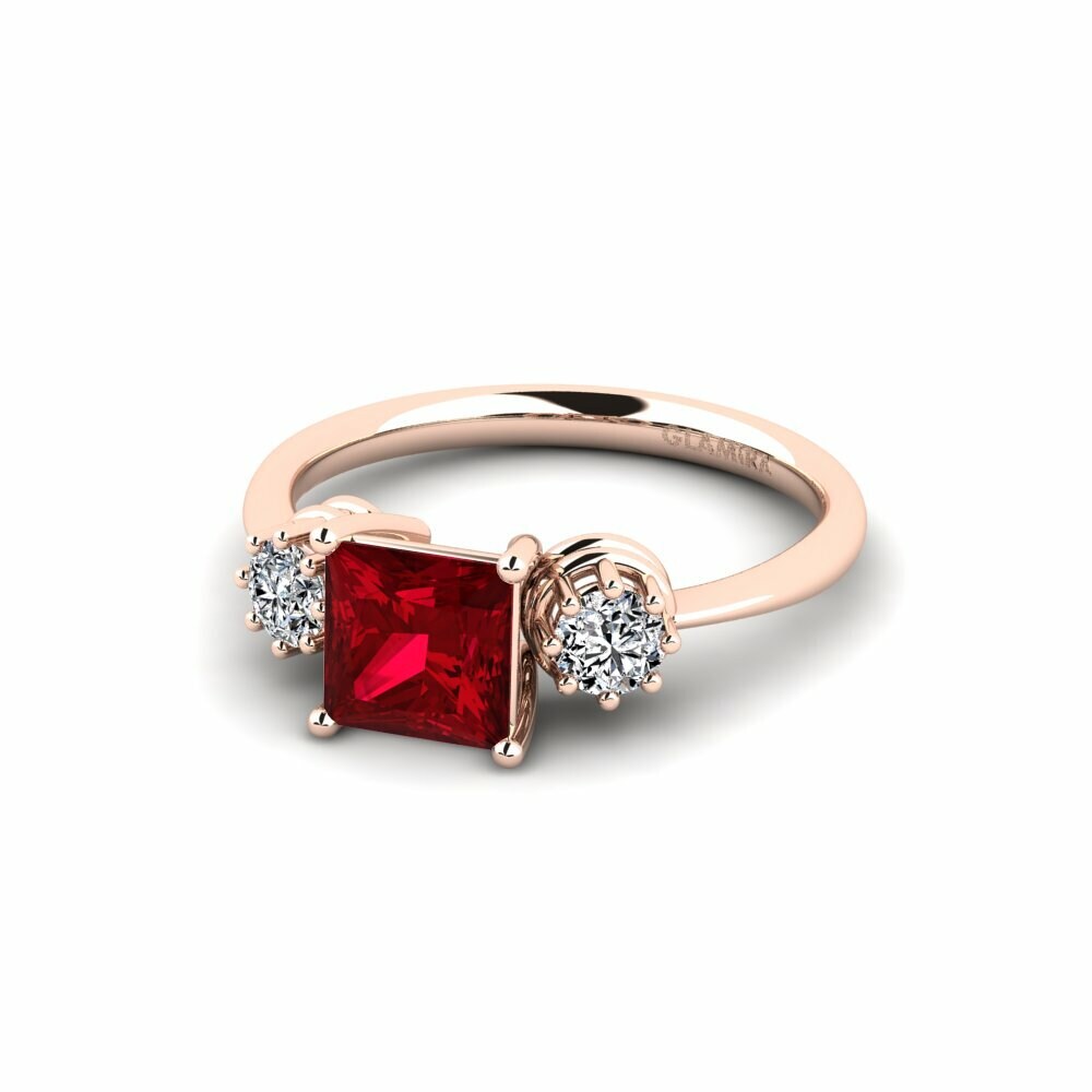 Zircone Rouge Bague de fiançailles Nystat - Princess