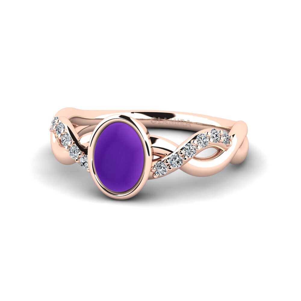Amethyst Engagement Ring Palmiosre - Cabochon Oval