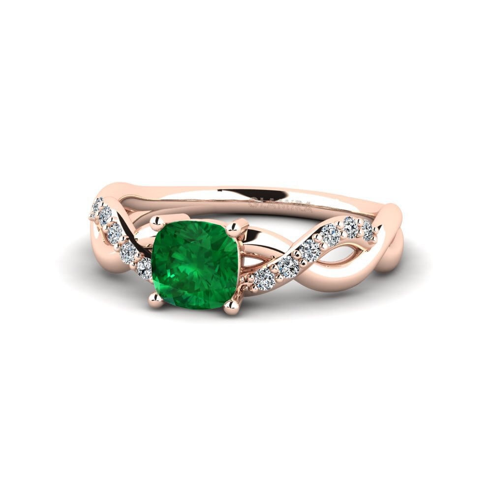 Emerald (Lab Created) Engagement Ring Palmiosre - Cushion